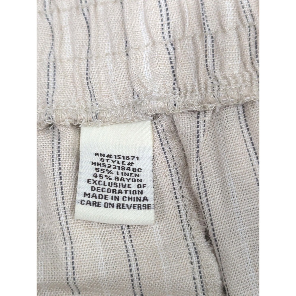 Harmony & Havoc Wide Leg Cropped Pants Medium Linen Blend Stripes Stretch Waist‎ - Picture 7 of 7